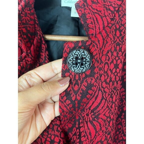 Coldwater Creek Jacket Women's W18 Red Jacquard Blazer Elegant Old Money Luxury - Picture 7 of 16